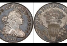 Vzácný stříbrný dolar z roku 1804 bude vydražen až za 5 milionů dolarů